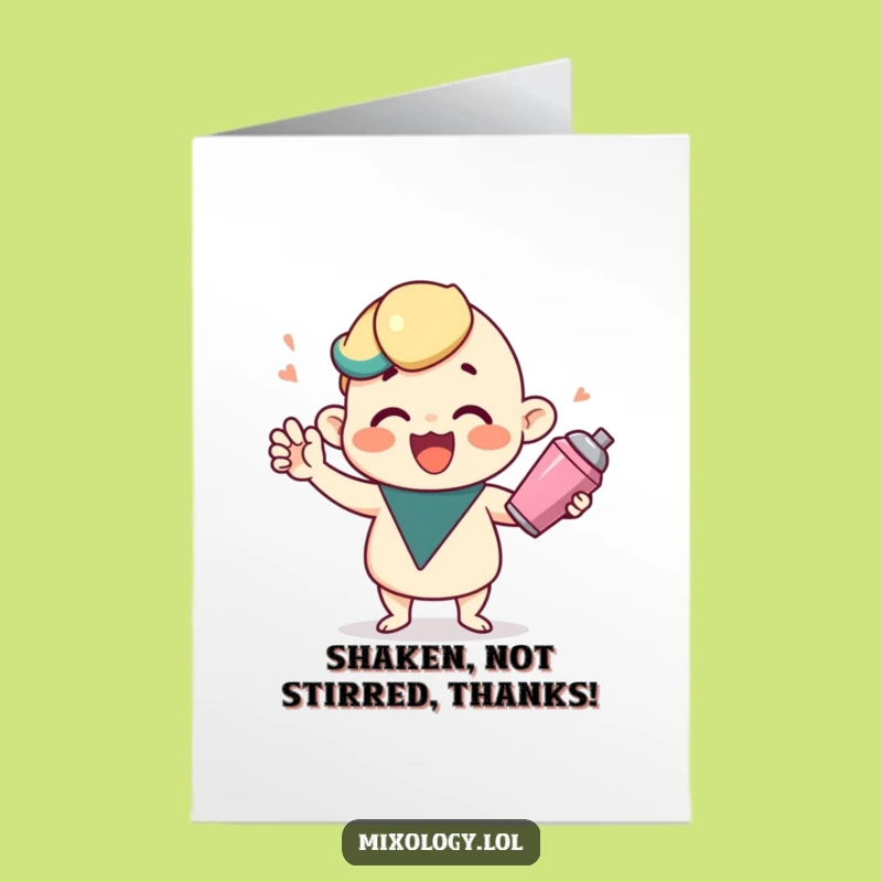 Free Printable Thank You Card: Cocktail Shaker Character Funny Downloadable Gift