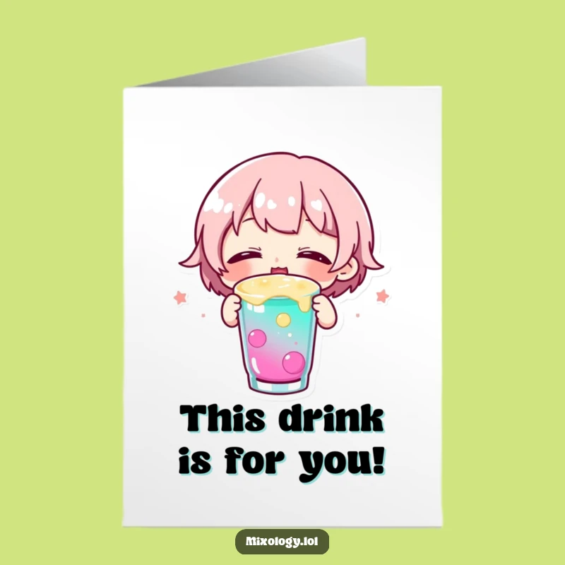 Sweet Free Printable Thank You Card: Happy Sipping Character, Grateful Gift