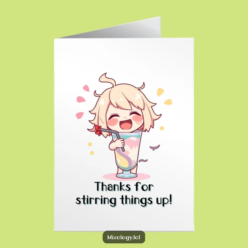 Free Printable Stirring Drink Thank You Card: Swirly Gratitude Downloadable