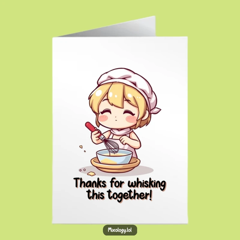 Free Printable Thank You Card: Grateful Baker - Cute Whisking Downloadable