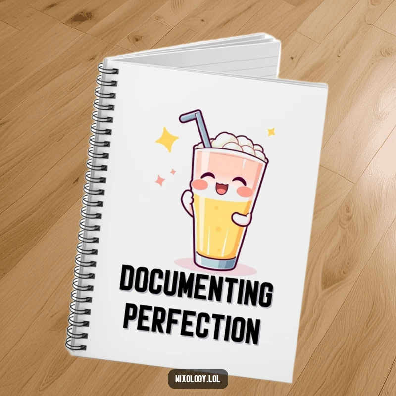 Funny notebook with a character applauded for a perfect drink pour, perfect for notes, journaling, or sketching brilliant ideas.