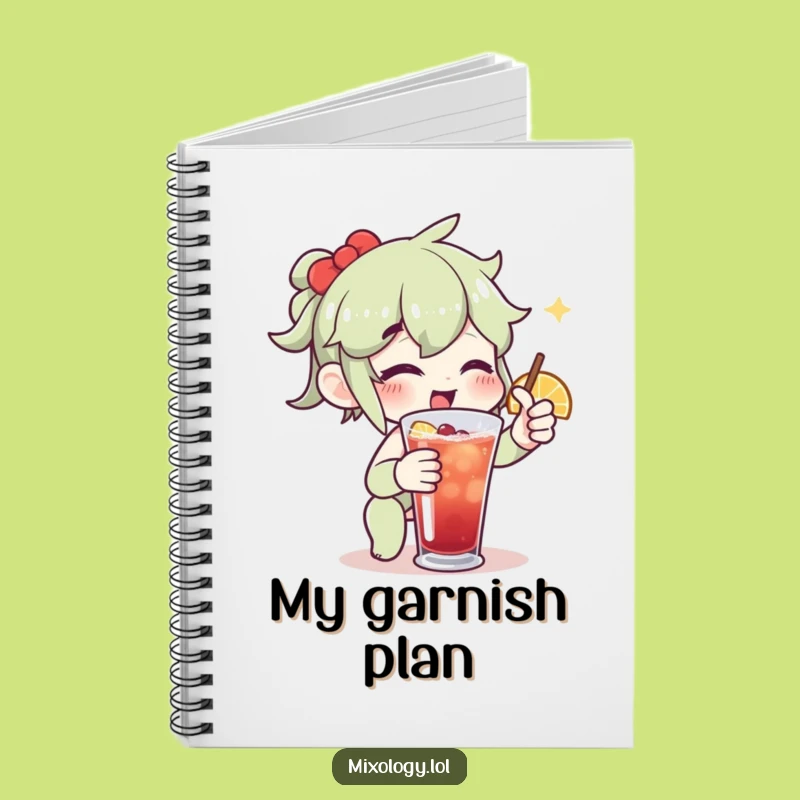 Funny Drink Garnish Notebook: Enthusiastic Character's Recipe Gift