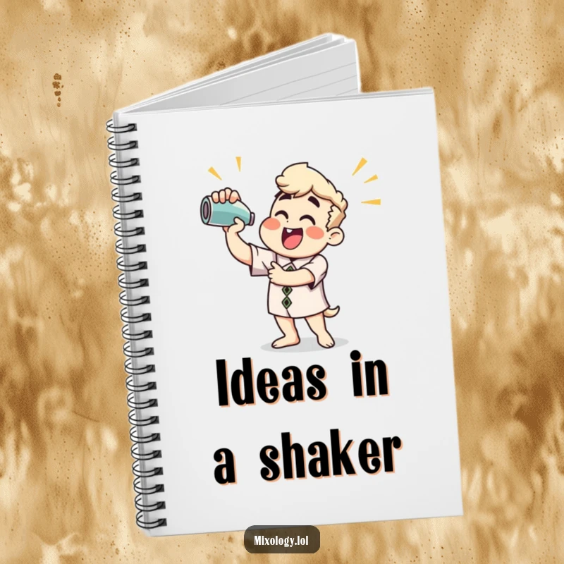 Funny Notebook: Cocktail shaker design adding a fun element to note-taking, perfect for aspiring bartenders.