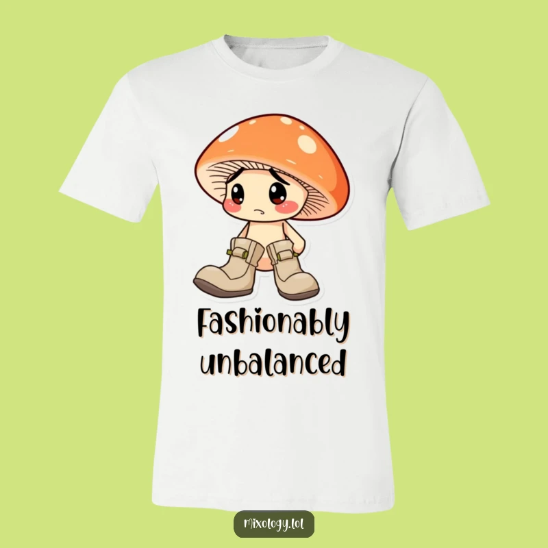 Funny Mismatched Boots Mushroom T-Shirt: A Comedic Gift for Unexpected Style