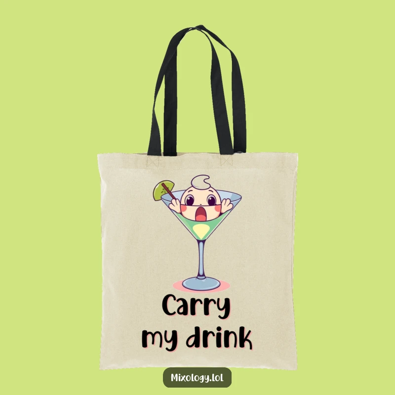 Funny Martini Glass Tote Bag: Surprised Character's Carryall Gift