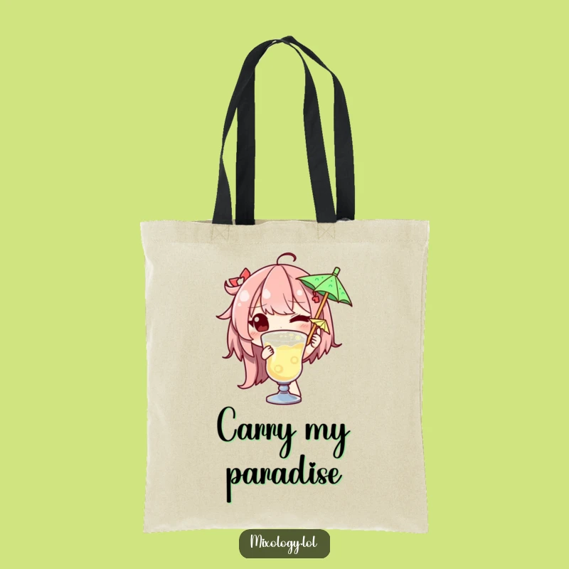 Funny Cocktail Hour Tote Bag: Winking Character Carry-all for Stylish Sipping