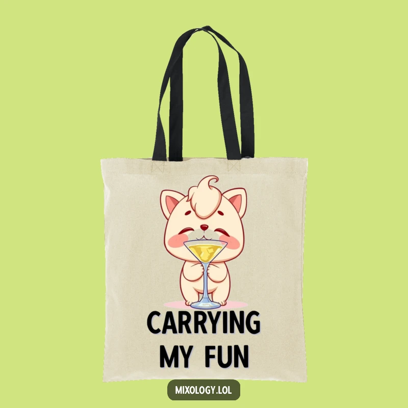 Funny Balancing Act Tote Bag - Cocktail Stirrer Nose Trick, Chic Funny Gift